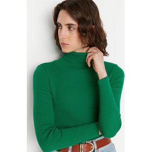 Trendyol Vrouwen Standaard mouw Basis Groene basic coltrui gebreide trui TWOAW21KZ1279