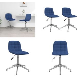vidaXL Eetkamerstoelen 2 st draaibaar stof blauw - Draaibare Eetkamerstoel - Draaibare Eetkamerstoelen - Eetkamerstoel - Eetkamerstoelen