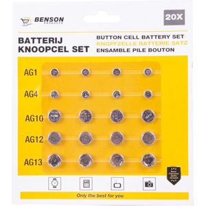 Benson Knoopcel Batterijen Set - 110 mAh - 1.5 Volt - 20 stuks