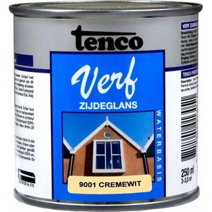Tenco verf acryl zijdeglans crèmewit (RAL 9001) - 250 ml