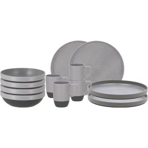 Travellife Vita Camping Serviesset Grijs 12-delig - Keramiek look - Stevig en krasbestendig melamine