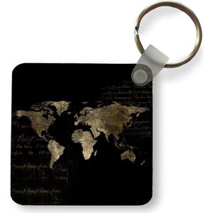 Sleutelhanger - Uitdeelcadeautjes - Wereldkaart - Goud - Letters - Plastic