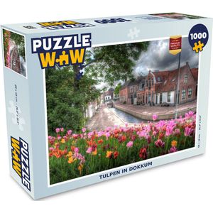 Puzzel Dokkum - Tulpen - Huis - Legpuzzel - Puzzel 1000 stukjes volwassenen