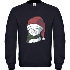 Kat met een kerstmuts Trui - kerst - christmas - kerstmis - feestdag - huisdier - winter - grappig - sweater - unisex