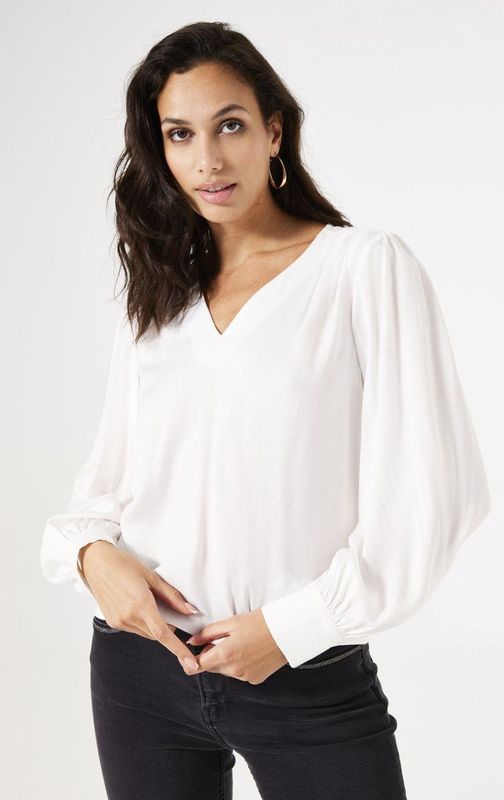 GARCIA Dames Blouse Wit Long mouw - Maat M