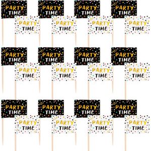 Boland - 24 Vlaggenprikkers 'Party Time' - Glitter & Glamour - Glamour - NYE - Oudjaarsavond - Verjaardag