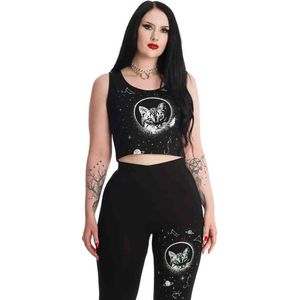 Banned - SPACE KITTY Crop top - M - Zwart