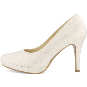 Trouwschoenen met kant maat 38, valt klein - pump 10 cm - gebroken wit ivoor