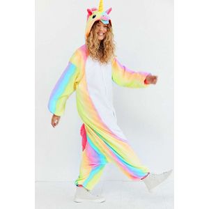 KIMU Onesie Regenboog Eenhoorn Pakje - Maat 74-80 - Eenhoornpakje Unicorn Kostuum Kleuren Pak - Babypakje Dreumes Pyjama Zacht Boxpakje Festival