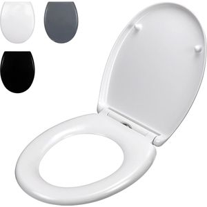Fanmitrk toiletzitting met soft-close mechanisme, toiletdeksel van urea-duroplast, toiletdeksel met snelontgrendeling, O-vormige toiletzitting met 2 soorten montagetoebehoren, toiletzitting wit