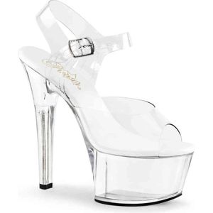 Pleaser - ASPIRE-608 Sandaal met enkelband, Paaldans schoenen - Paaldans schoenen - 41 Shoes - Transparant