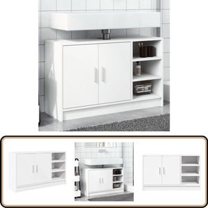 vidaXL Wastafelkast - 90x29x55 cm - Wit - Bewerkt hout Wastafelkast - Wastafelkasten - Badkamer Wastafel Kast - Wastafelkastje