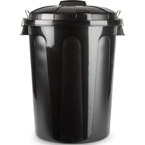 Afvalemmers/Vuilnisemmers Zwart 70 Liter met Deksel