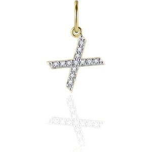 Gisser Jewels - Hanger excl. Collier - Letter X gezet met Zirkonia - 8mm - Geelgoud Verguld Zilver 925