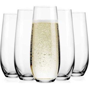6 Stuks - Luxe Champagne Glazen Set - Kristalheldere Wijnglazen - 300ml Capaciteit - Perfect voor Wijn, Champagne, en Cocktails - Stijlvol en Duurzaam