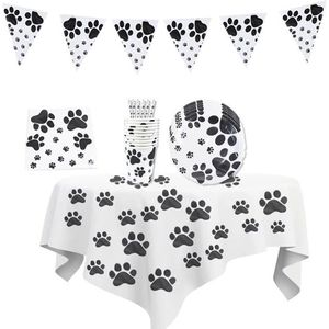 Zwart wit honden party decoratie set XL 62-delig