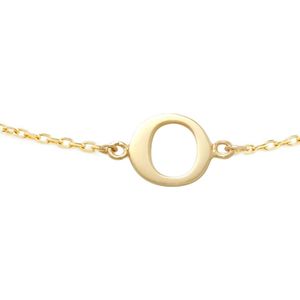 New Bling 9NBG-901O Gouden Armband met Letter O - 6mm - Ankerschakel - 16+1+1cm - 14 Karaat - Goud