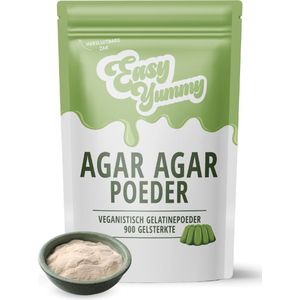Easy Yummy Agar Agar Poeder (100g), 100% Plantaardig Bindmiddel met Hersluitbare Zak, Veganistisch Gelatinepoeder