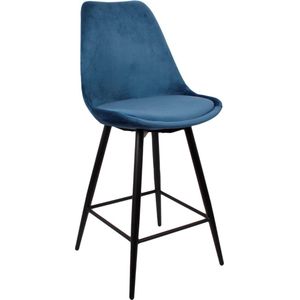 Lucy’s Living Luxe Barkruk LEAVE ME Blauw – 104 x 54,5 x 47 cm - Barkrukken  - Barstoel Kruk - Barstoelen met rugleuning – Keukenstoel – stoelen - meubels