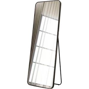 Buxibo - Minimalistische Design Passpiegel - Wandspiegel - Staande Rechthoekige Spiegel met Metalen Rand - Zwart - Modern - Kleedkamer Spiegel/ Badkamerspiegel - 60x165x3 CM