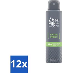Dove Men+Care - Extra Fresh - Deospray - Anti-Transpirant - 150 ml - Voordeelverpakking - 12 stuks