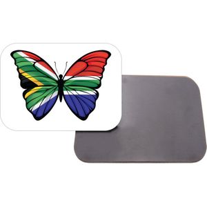 Magneet Met Opdruk | 5x7 cm | Geschenk | Koelkastmagneet | Vlinder Vlag Zuid Afrika
