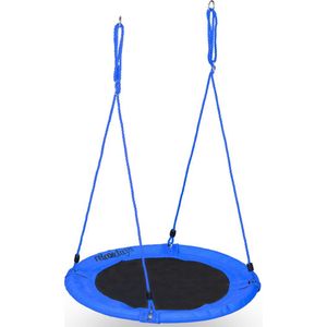 Relaxdays ronde nestschommel 90 cm - tuinschommel - kinderschommel - vogelnestschommel - blauw