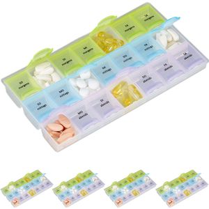 5x pillendoos medicijndoosje 7 dagen - 3 vakken - medicamenten doos