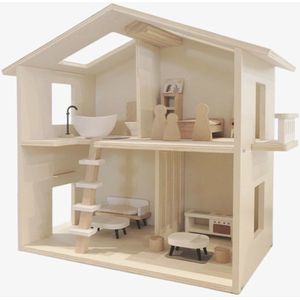 Houten Poppenhuis - Kinderhuis voor Poppen met Meubels - Speelhuisje van Hout
