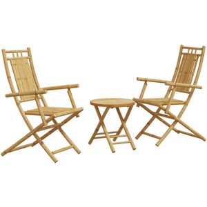 vidaXL 3-delige Bistroset bamboe - Bistroset - Bistrosets - Loungeset - Tuinset