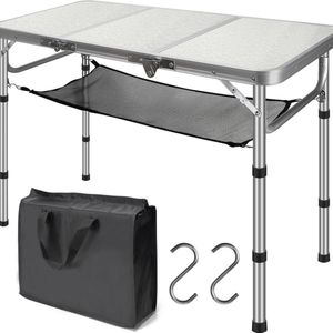 Campingtafel, inklapbaar, 90 x 40 cm, koffertafel camping, opvouwbaar, campingtafel, markttafel, in hoogte verstelbaar, 26-81 cm