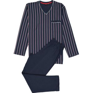 Gotzburg heren pyjama - blauw met wit en rood gestreept - Maat: S