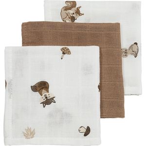 Meyco Baby Forest Animals monddoekjes - 3-pack - hydrofiel - toffee - 30x30cm