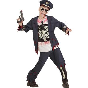 Widmann - Zombie Kostuum - Zombie Politie Cock - Jongen - Blauw - Maat 140 - Halloween - Verkleedkleding