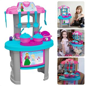 Cheqo® Kinderkeuken Speelgoed Set - Kunststof Speelkeuken met 25 Accessoires - Prinsessen Keuken - Speelgoed Keukengerei - 45x28x70cm