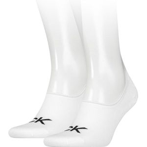 Calvin Klein Footie High Cut Logo (2-pack) - heren onzichtbare sokken - wit dessin - Maat: 39-42
