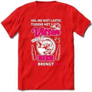 Val Me Niet Lastig Tijdens Het Vissen T-Shirt | Roze | Grappig Verjaardag Vis Hobby Cadeau Shirt | Dames - Heren - Unisex | Tshirt Hengelsport Kleding Kado - Rood - M