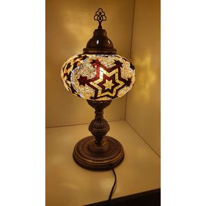 Oosterse Glans - Handgemaakte Mozaïeklamp - Tafellamp Ø50cm - Oranje