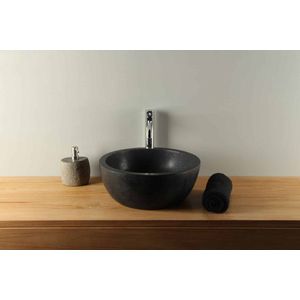 Waskom natuursteen basaltsteen BAS-006zk diameter 40 cm