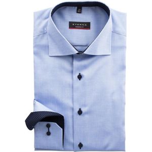 ETERNA modern fit overhemd - mouwlengte 7 - fijn Oxford heren overhemd - lichtblauw (blauw gestipt contrast) - Strijkvrij - Boordmaat: 41