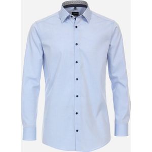 VENTI modern fit overhemd - popeline - blauw - Strijkvriendelijk - Boordmaat: 48