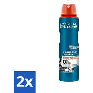 L'Oréal Paris Men Expert Magnesium Defense - Deodorant - 48H - Deodorant Spray - 150 ml - Voordeelverpakking - 2 stuks