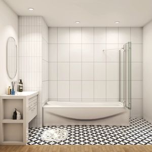 3-delig douchescherm met vaste zijiwand,130x75x140 cm helder 6 mm ESG-veiligheidsglas