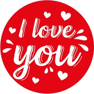 15x Onderzetters I love you met hartjes - Valentijn / Bruiloft / Huwelijk / Romantisch - glazenonderleggers