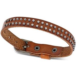 Montebello Armband Sem - Leer - Studs - 12mm - 26cm (aanpasbaar)