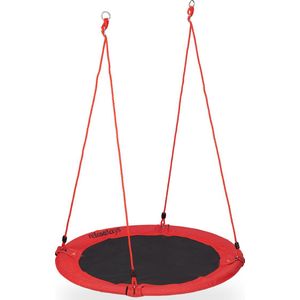 Relaxdays nestschommel 110 cm - rond - kinderschommel tuin - vogelnestschommel binnen - rood