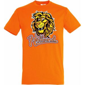 T-shirt kinderen Holland Leeuw In Kleur | Oranje Shirt | Koningsdag Kleding Kinderen | Oranje | maat 140