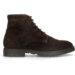 Manfield - Heren - Bruine suède veterboots - Maat 42