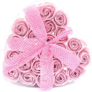 Zeep Bloemen hartvormige Box Roze Rozen 24 rozen