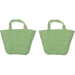 4x stuks paasversiering paaseieren mandjes groen 22 cm - Eieren zoeken paasmandjes